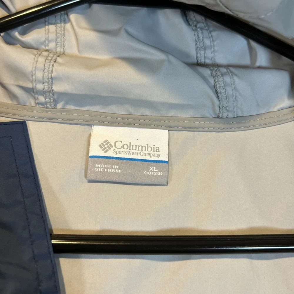 Columbia Rain Jacket Boys XL 18 20 Glennaker Hooded Blue Windbreaker 1574731
